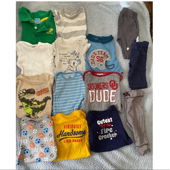 0-3 months baby boy onsies and pant bundle - Picture 2 of 4